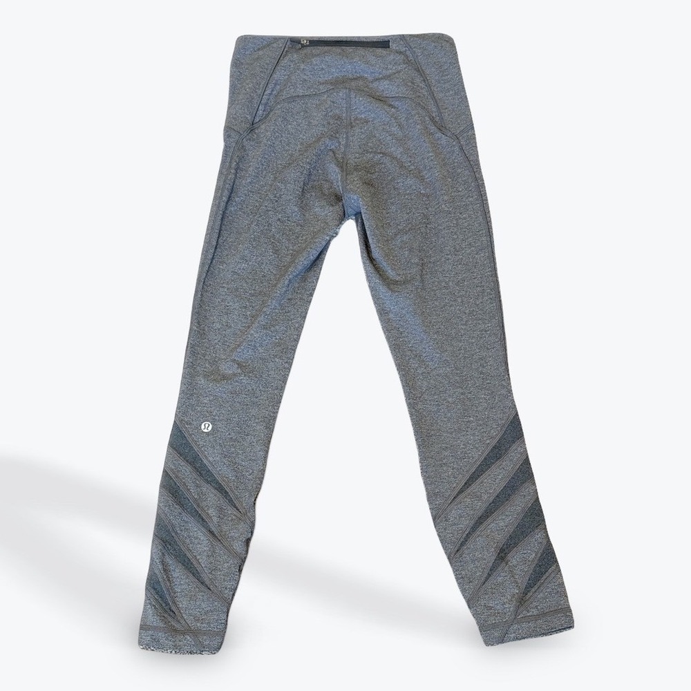 Lululemon Tight Stuff Tight II Heathered Gray Laser Cut Leggings Size 6 - Picture 2 of 8